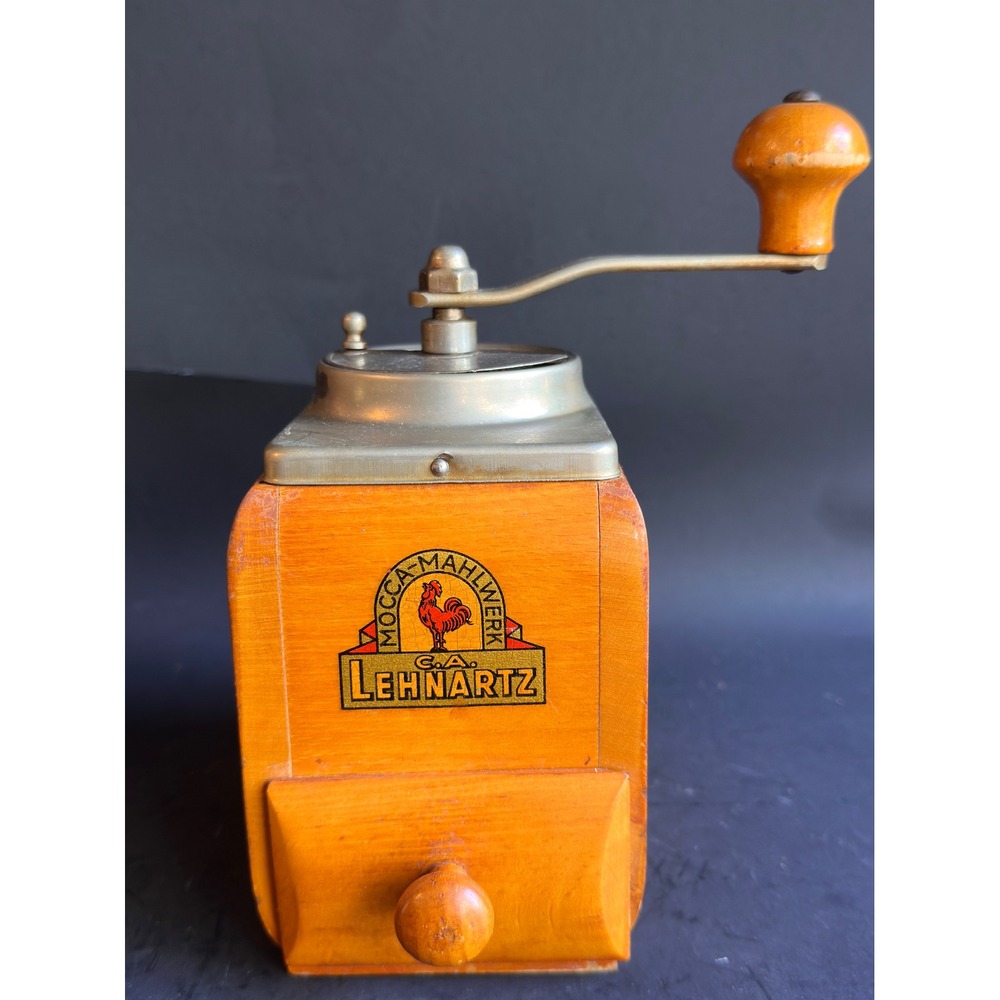 C.A. Lehnartz Coffee Grinder Vintage German Wood Mocca Mahlwerk Hand Crank Mill